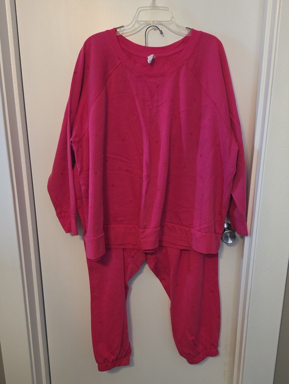 Lane Bryant Hot Pink Cozy Sweatshirt & Jogger Set